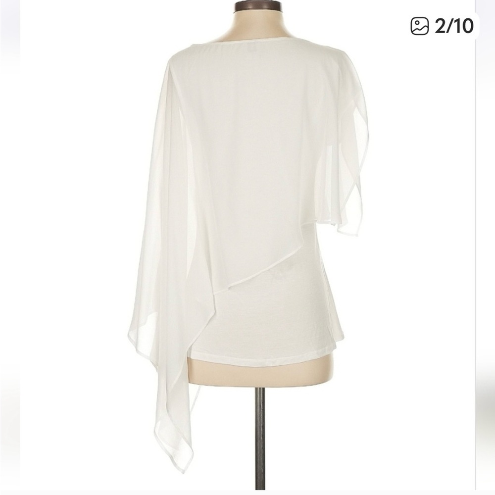 Haute Hippie White Asymetrical Top sleeveless, sheer outer layer, MRSP $265 - Picture 2 of 4